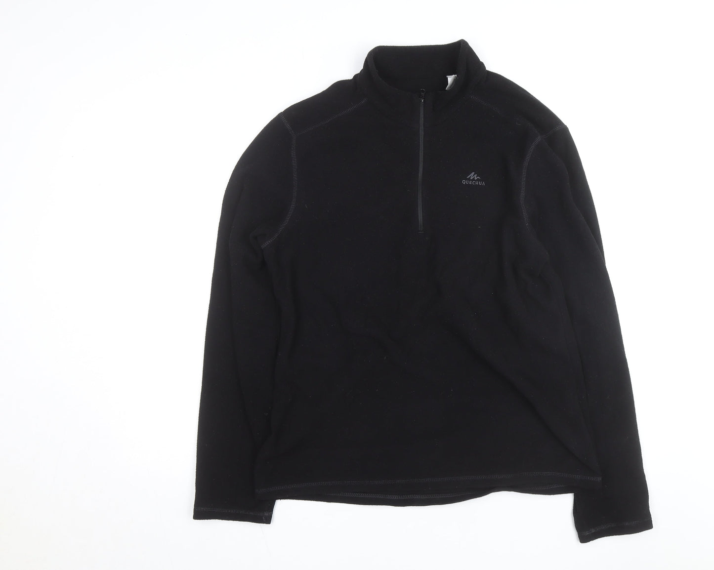 Quechua Men's Black Fleece 1/2 Zip Sweatshirt L Outdoor Hiking Pullover