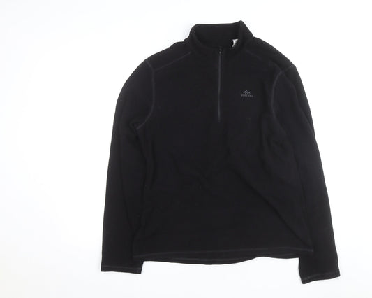 Quechua Men's Black Fleece 1/2 Zip Sweatshirt L Outdoor Hiking Pullover