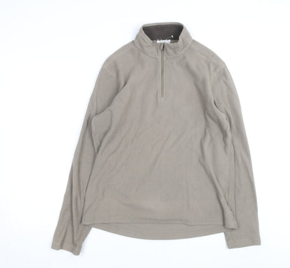 Quechua Men's Beige Fleece 1/2 Zip Pullover Sweatshirt L