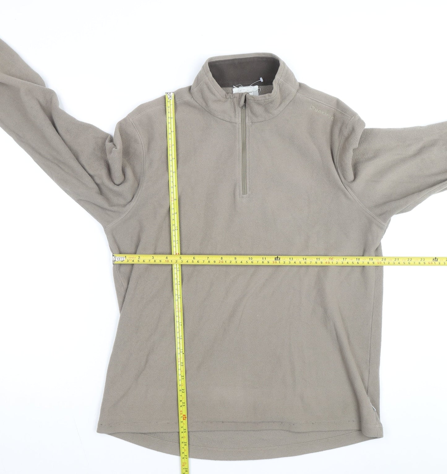 Quechua Men's Beige Fleece 1/2 Zip Pullover Sweatshirt L