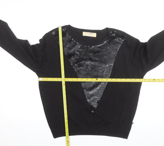 Tom Tailor Denim Women's Black Sequin Knit Jumper Size S