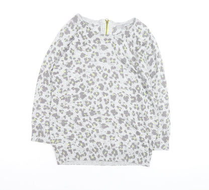 Oliver Bonas Women Grey Animal Print Size 12 Crew Neck Jumper