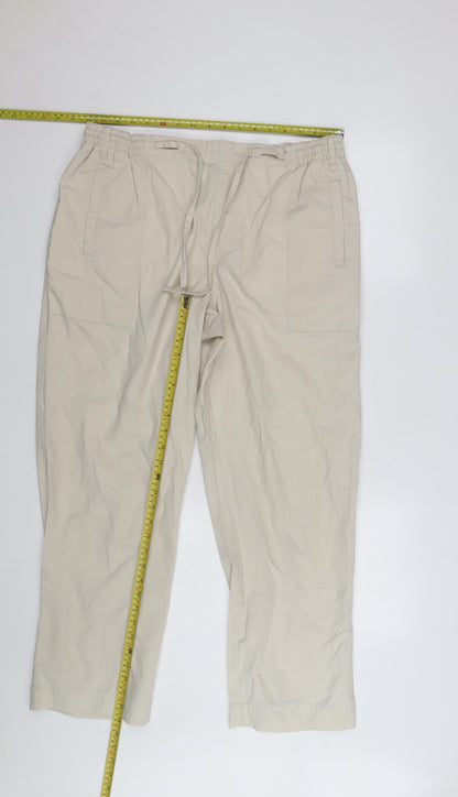 Cotton Traders Men Beige Drawstring Cotton Casual Trousers L