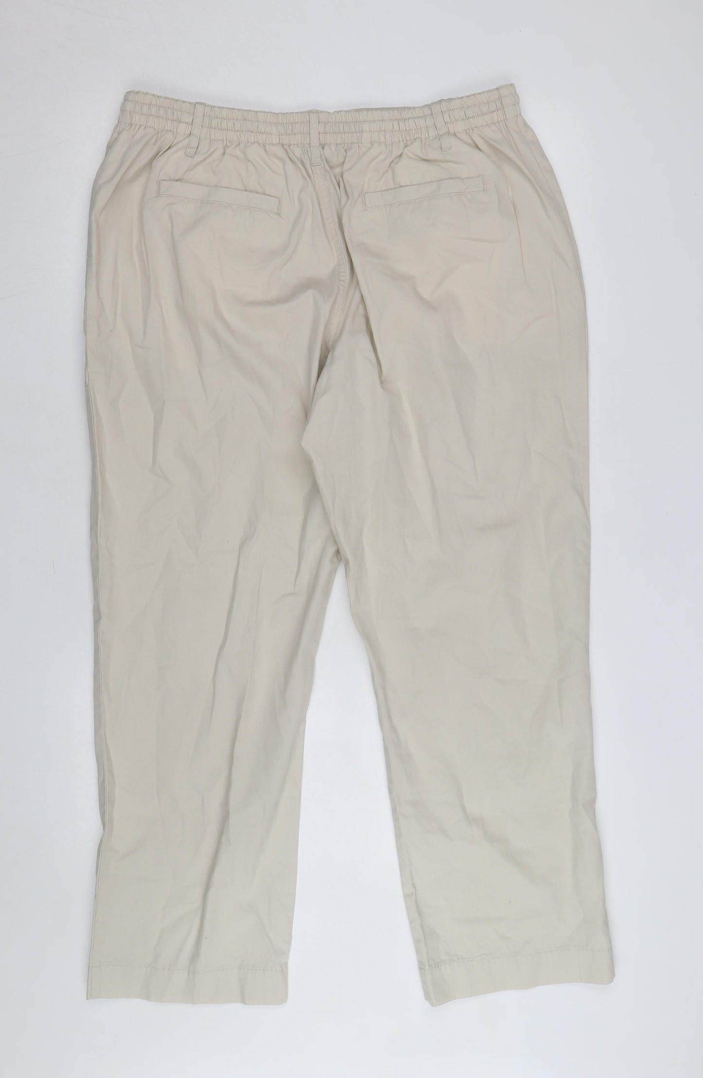 Cotton Traders Men Beige Drawstring Cotton Casual Trousers L