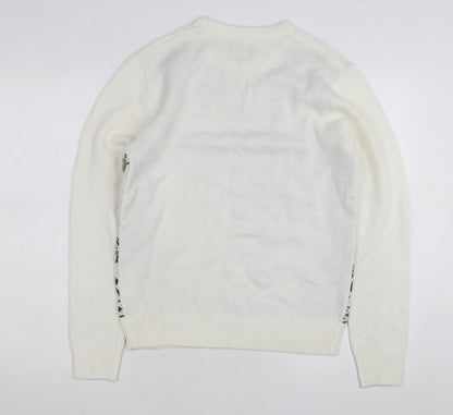 boohooMAN Men's White Christmas Graphic Knit Jumper Size S