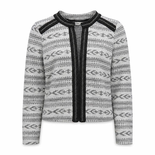 Front view of Miss Selfridge Women Grey Beaded Knit Cardigan, size 8