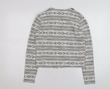 Miss Selfridge Women Grey Beaded Knit Cardigan Size 8