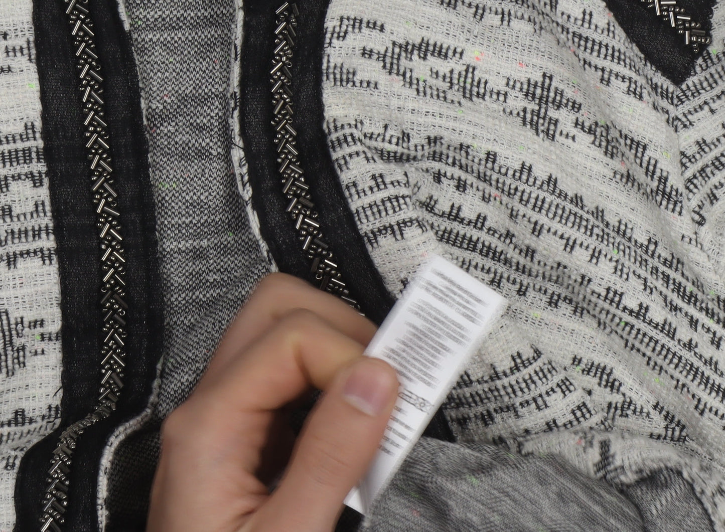 Miss Selfridge Women Grey Beaded Knit Cardigan Size 8