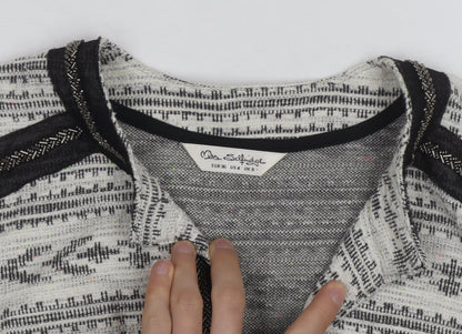 Miss Selfridge Women Grey Beaded Knit Cardigan Size 8