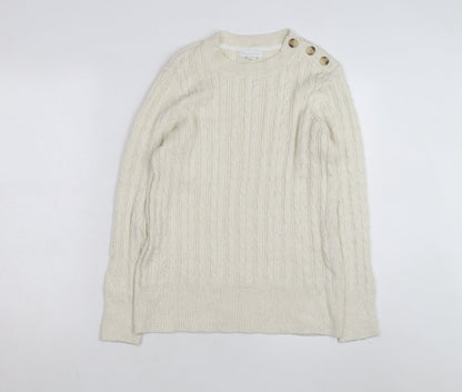 Charter Club Womens Ivory Cable-Knit Pullover Jumper L