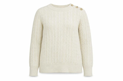 Charter Club Womens Ivory Cable-Knit Pullover Jumper L