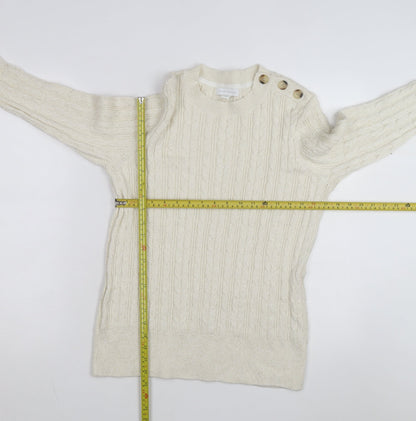 Charter Club Womens Ivory Cable-Knit Pullover Jumper L