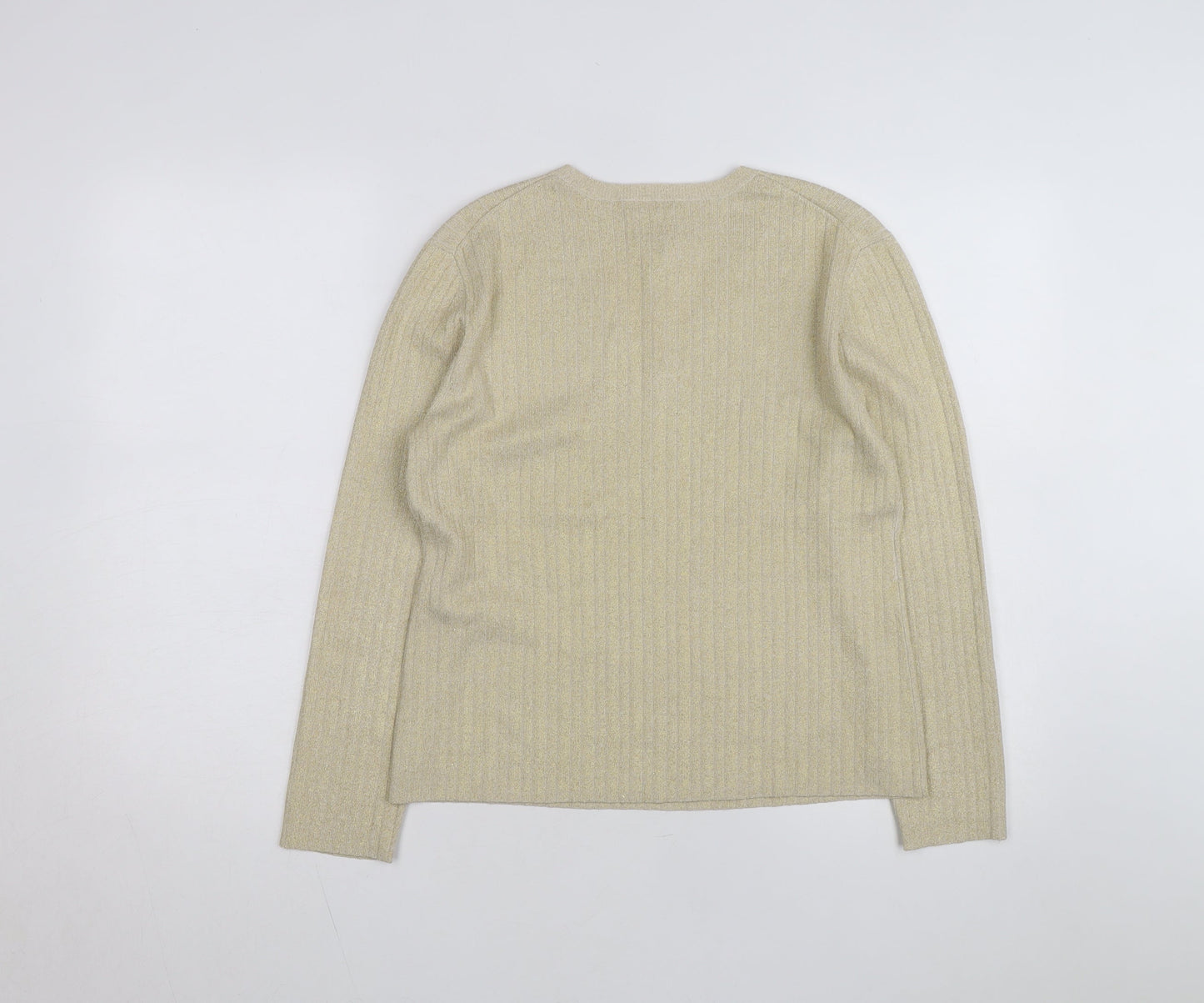Chico's Women's Beige V-Neck Silk Blend Long Sleeve Jumper Size 14