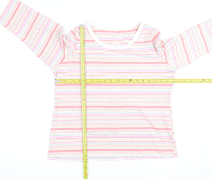 Marks and Spencer Womens Multicoloured Striped Cotton Long Sleeve T-Shirt UK 14
