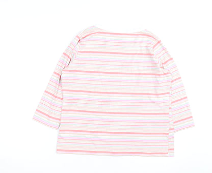 Marks and Spencer Womens Multicoloured Striped Cotton Long Sleeve T-Shirt UK 14