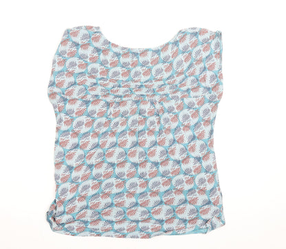 White Stuff Womens Blue Floral Tunic Blouse Size 12 Short Sleeve