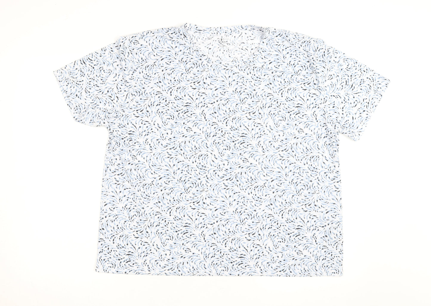 Marks and Spencer Women Blue Floral Short Sleeve Cotton T-Shirt Size 18
