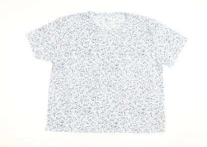 Marks and Spencer Women Blue Floral Short Sleeve Cotton T-Shirt Size 18