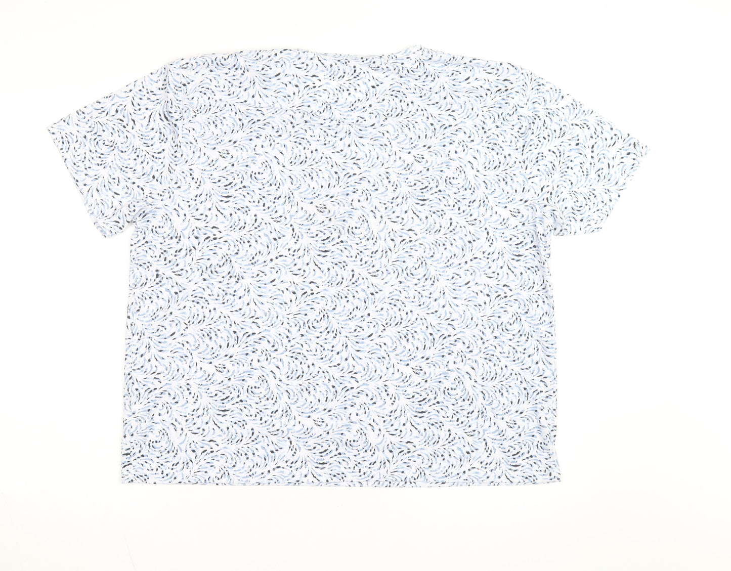 Marks and Spencer Women Blue Floral Short Sleeve Cotton T-Shirt Size 18
