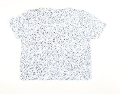 Marks and Spencer Women Blue Floral Short Sleeve Cotton T-Shirt Size 18