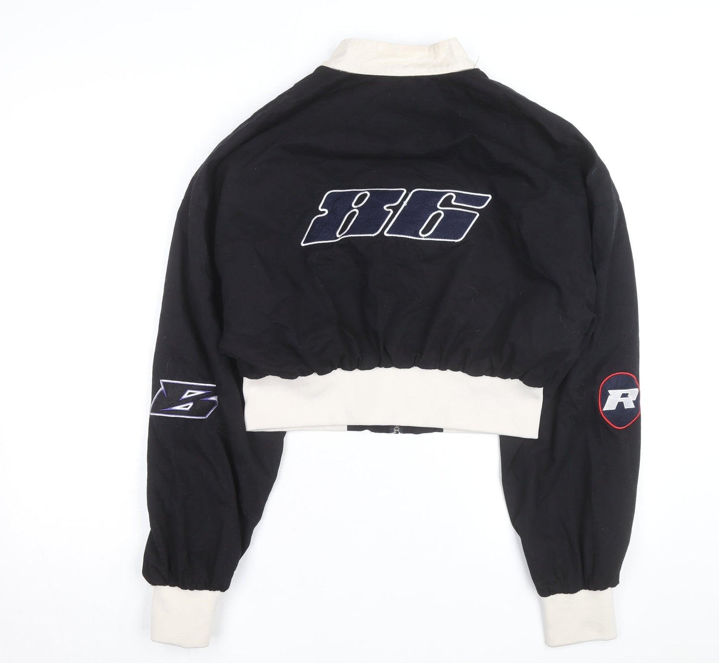 PrettyLittleThing Women’s Black Cropped Racer Bomber Jacket Size S