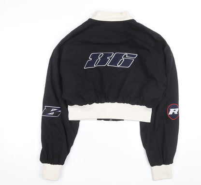 PrettyLittleThing Women’s Black Cropped Racer Bomber Jacket Size S