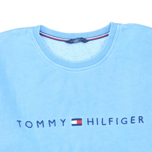 Tommy Hilfiger Men Blue XL Crew Neck Cotton Sweatshirt