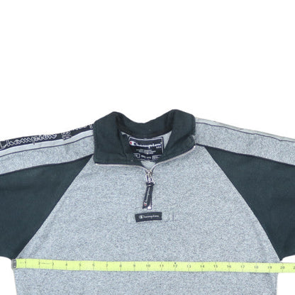 Champion Boys Grey 1/4 Zip Sweatshirt 13-14 Years 164cm Logo Trim Athletic Top