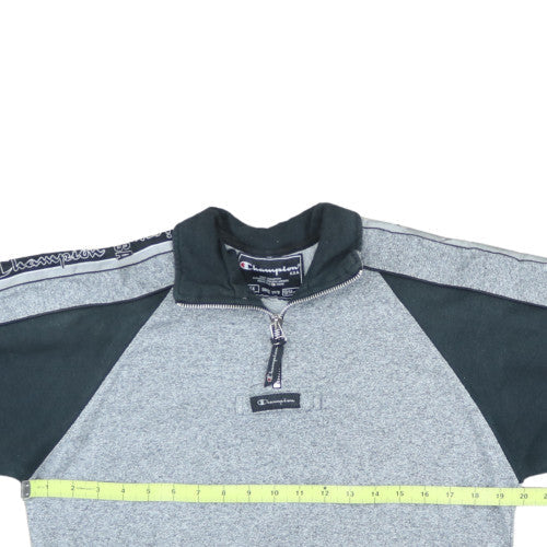 Champion Boys Grey 1/4 Zip Sweatshirt 13-14 Years 164cm Logo Trim Athletic Top