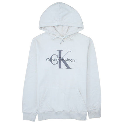 Calvin Klein Jeans Men's White L Pullover Hoodie with Logo