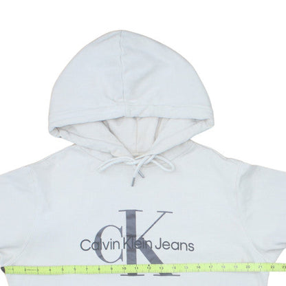 Calvin Klein Jeans Men's White L Pullover Hoodie with Logo