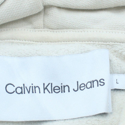 Calvin Klein Jeans Men's White L Pullover Hoodie with Logo