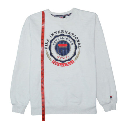 FILA Men's White Embroidered Pullover Sweatshirt Small Regular Fit
