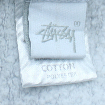 Stüssy Men's Grey Logo Pullover Sweatshirt L Fleece Crew Neck