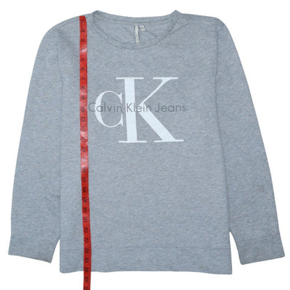 Calvin Klein Jeans Men's Grey Logo Pullover Sweatshirt M
