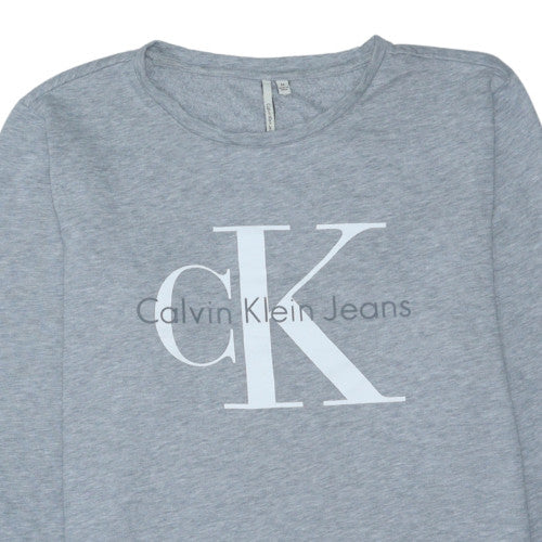 Calvin Klein Jeans Men's Grey Logo Pullover Sweatshirt M