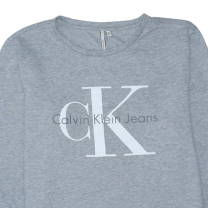 Calvin Klein Jeans Men's Grey Logo Pullover Sweatshirt M