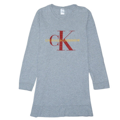 Calvin Klein Men Grey Long Sleeve Crew Neck Cotton Top S