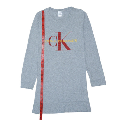 Calvin Klein Men Grey Long Sleeve Crew Neck Cotton Top S