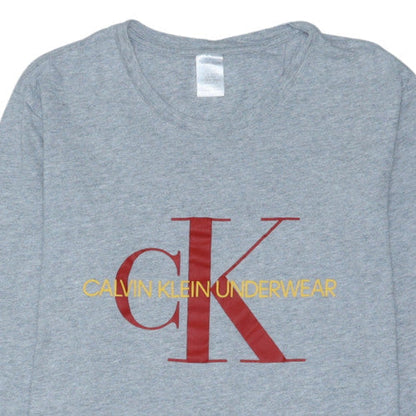 Calvin Klein Men Grey Long Sleeve Crew Neck Cotton Top S