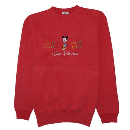 Disney Men's Red Mickey Mouse Embroidered Pullover Sweatshirt M