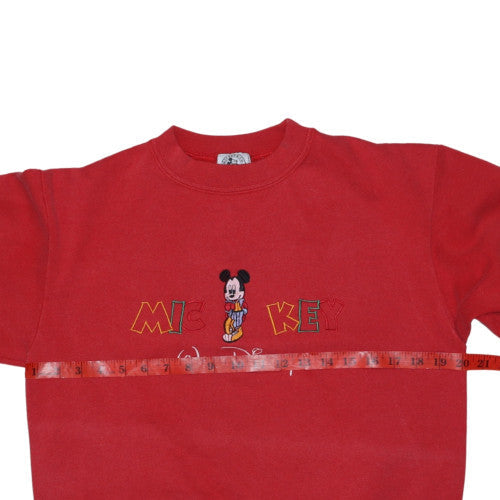 Disney Men's Red Mickey Mouse Embroidered Pullover Sweatshirt M