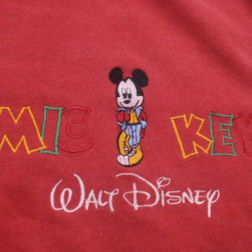 Disney Men's Red Mickey Mouse Embroidered Pullover Sweatshirt M