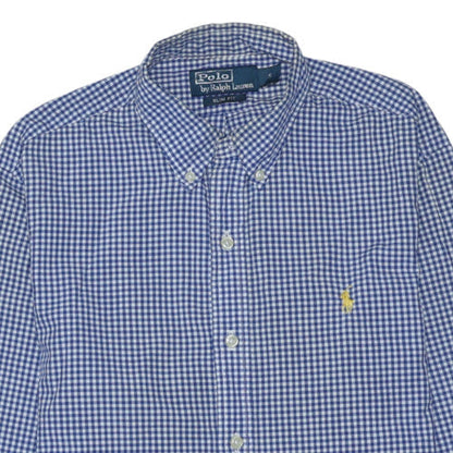 Polo Ralph Lauren Men's Blue Check Slim Fit Button-Down Shirt Size S