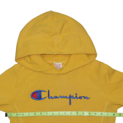 Champion Men's Yellow Small Pullover Hoodie Reverse Weave Cotton Blend