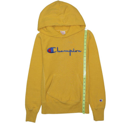 Champion Men's Yellow Small Pullover Hoodie Reverse Weave Cotton Blend