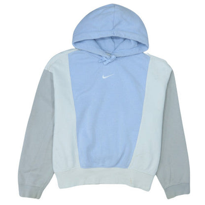 Nike Women Light Blue Colourblock Pullover Hoodie Size L