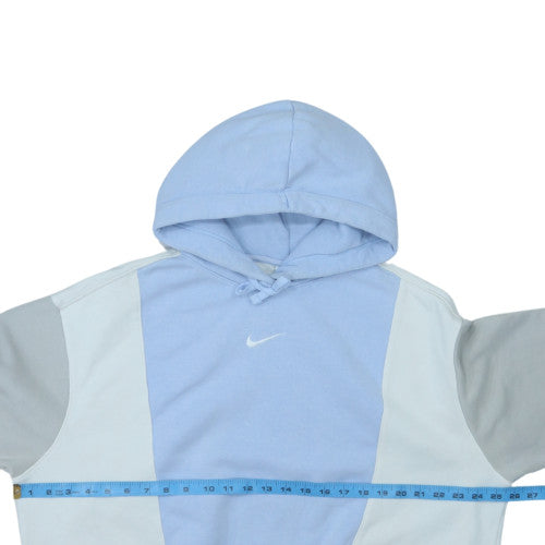 Nike Women Light Blue Colourblock Pullover Hoodie Size L