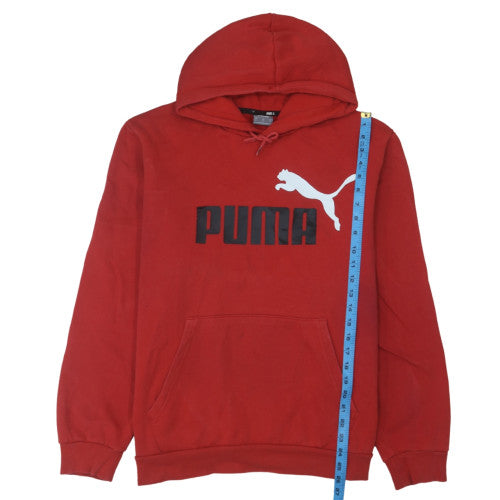 Puma Men's Red Pullover Hoodie L Sports Fleece Logo Sweatshirt
