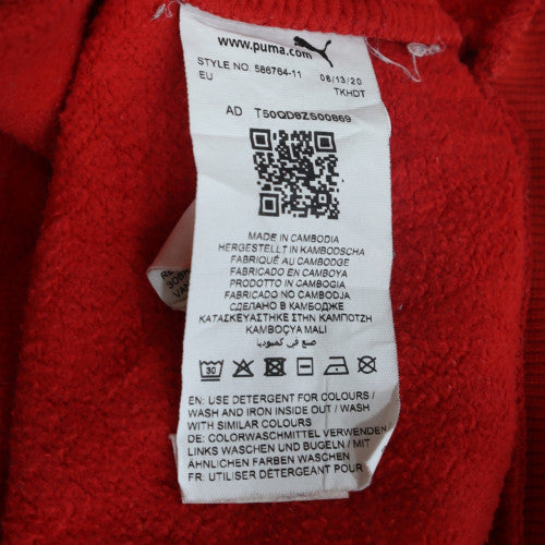Puma Men's Red Pullover Hoodie L Sports Fleece Logo Sweatshirt